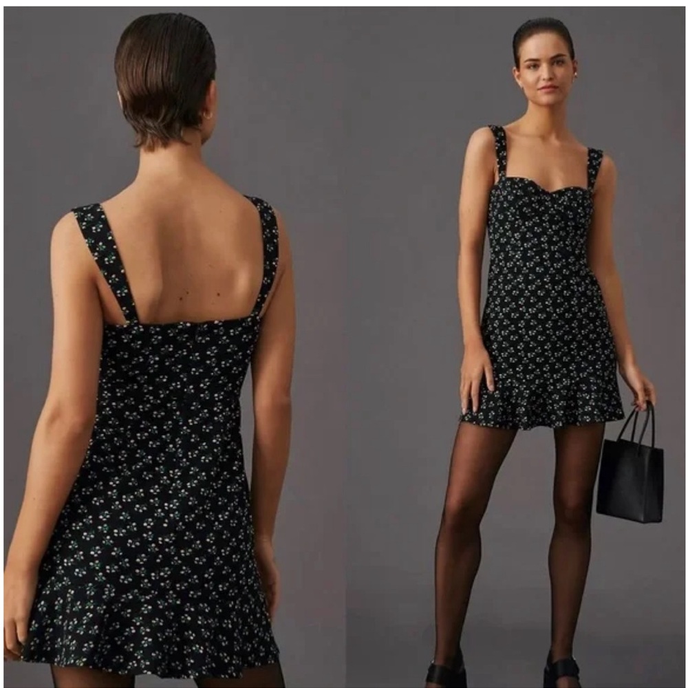 Hutch X Anthropologie Black Floral Backless Dress